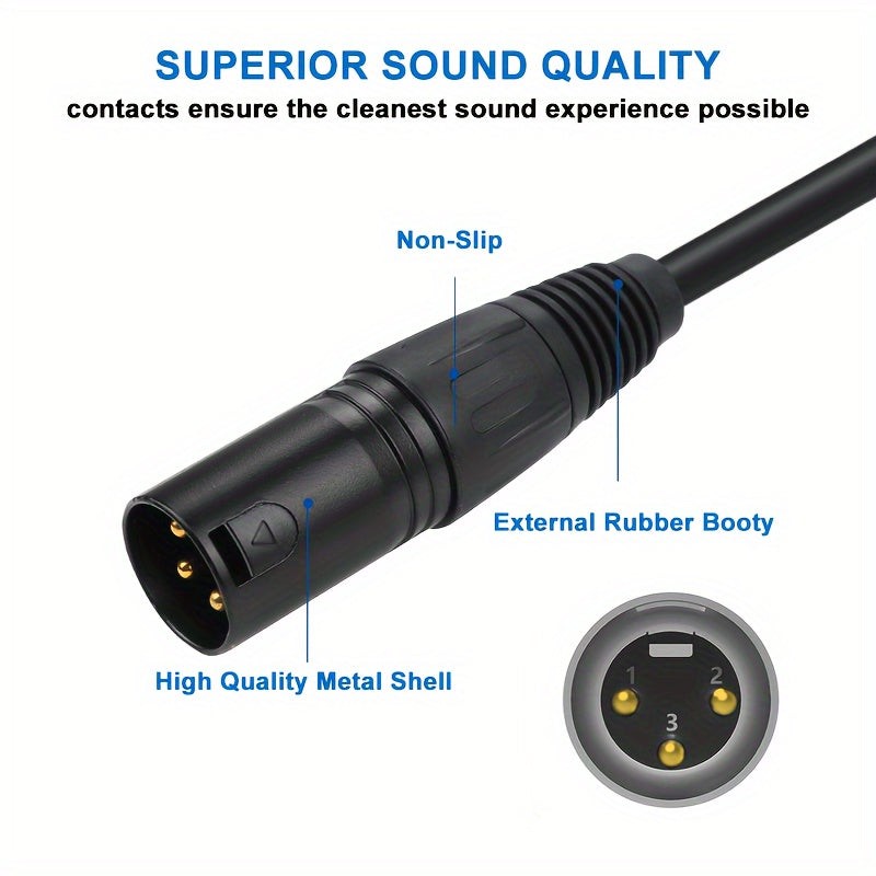 6.5mm to XLR male audio cable with zinc alloy aluminum case and pure copper golden-plated plug for connecting computer sound card to mixing console. Eid Al-Adha Mubarak.