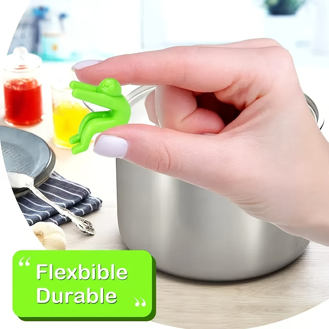 Durable plastic kitchen gadget - Spill-proof pot lid holder and phone stand, multi-use 1 piece