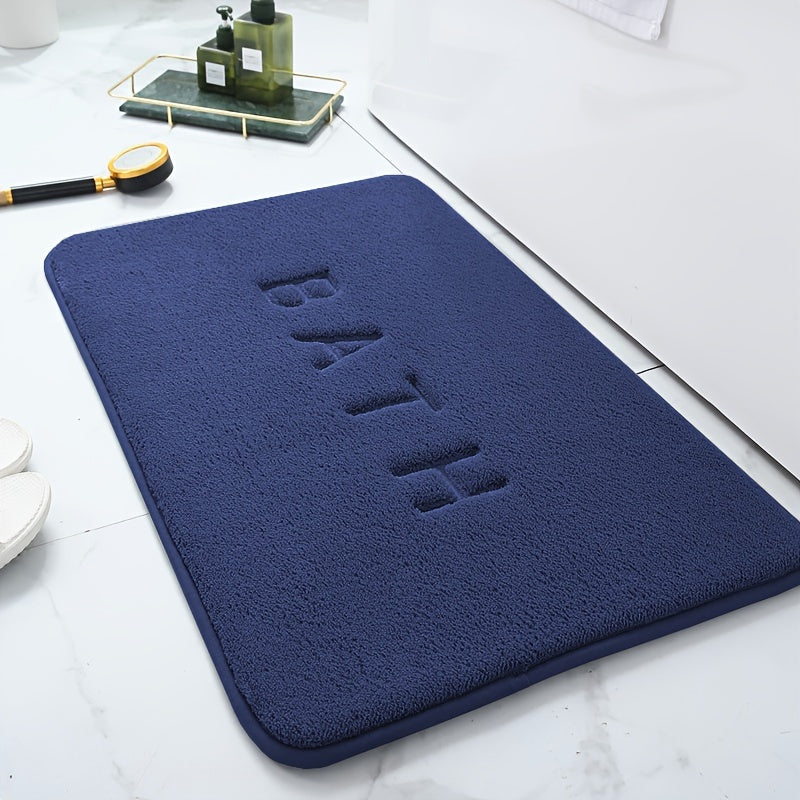 Densely Embroidered Bathroom Mat with High Absorbency, Versatile Polyester Mat for Kitchen and Living Room, Features Non-Slip PVC Backing, Rectangular Design Ideal for Doorways or Bathroom Floors