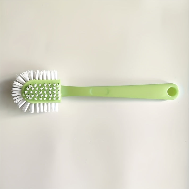 Multi-functional 5-Sided Plastic Laundry Brush with Long Handle - Durable Manual Cleaning Tool for Shoes, Clothes, Toilets, and Outdoor Use - No Electricity Required