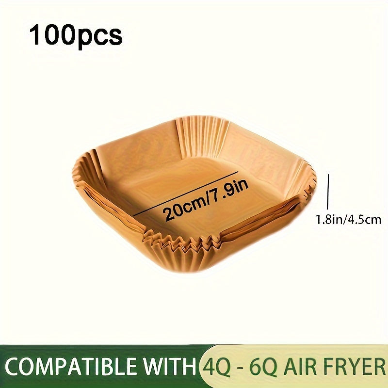 Baking Oven Paper, Thickened Double-sided Silicone Oil Paper for Air Fryer - Perfect for Potato Chips, Chicken Wings, Non-stick Paper Mat for Home Use - Available in 50, 100, or 200 pcs - Ideal for Barbecue Tray, Non-stick Frying Pan Mat, and Other