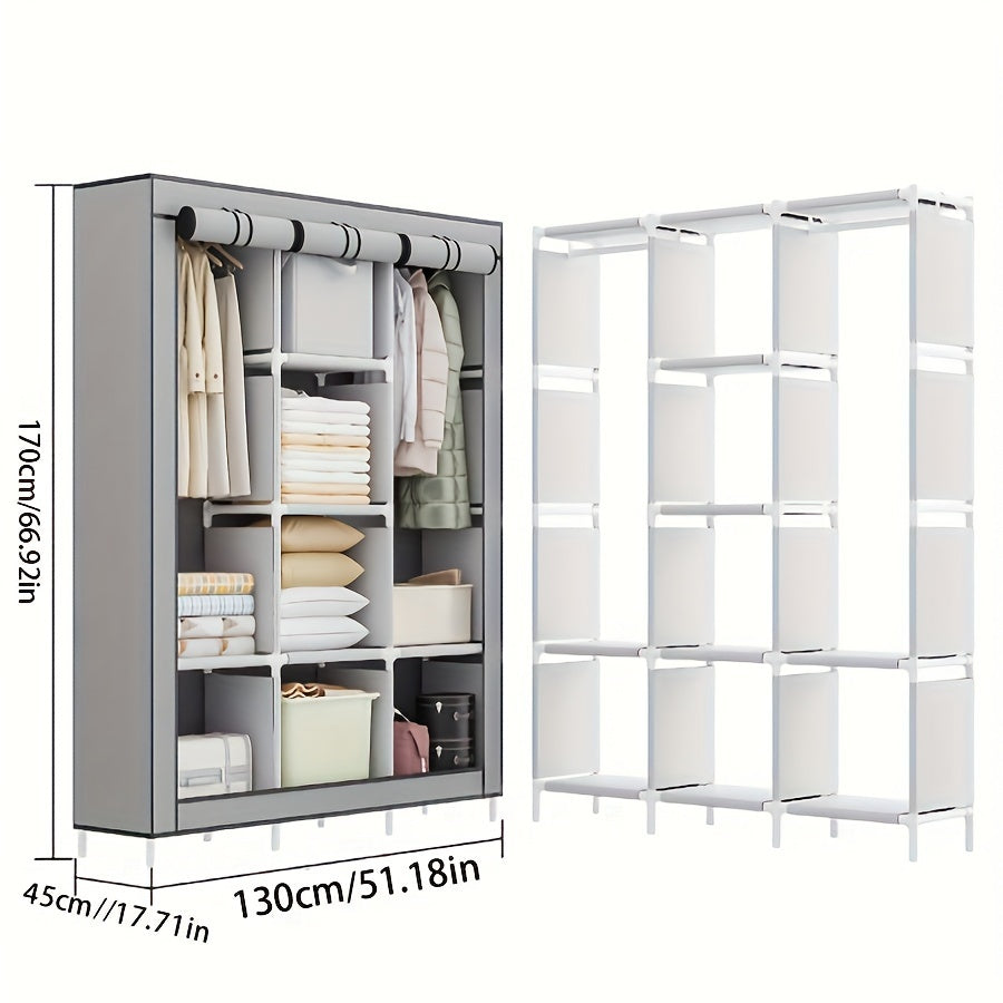 Wardrobe with Adjustable Shelves - Modern Design, Easy Assembly, Multi-Purpose Storage Solution for Bedroom & Home, 129.54cm Wide x 170.18cm Tall