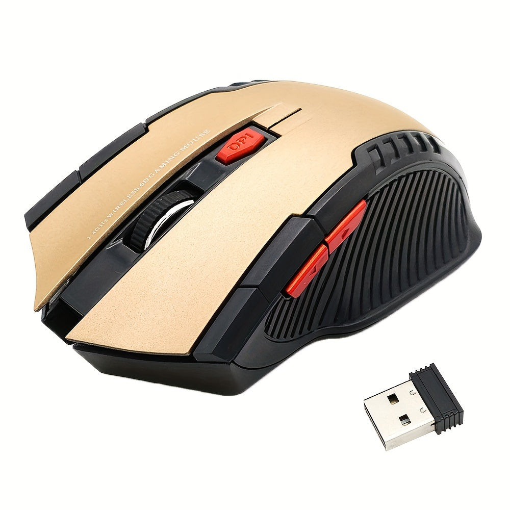 2.4GHz Wireless Gaming Mouse with USB Receiver: 6 programmable buttons, optical sensor for PC and laptop use. Ideal for gamers and notebook users.