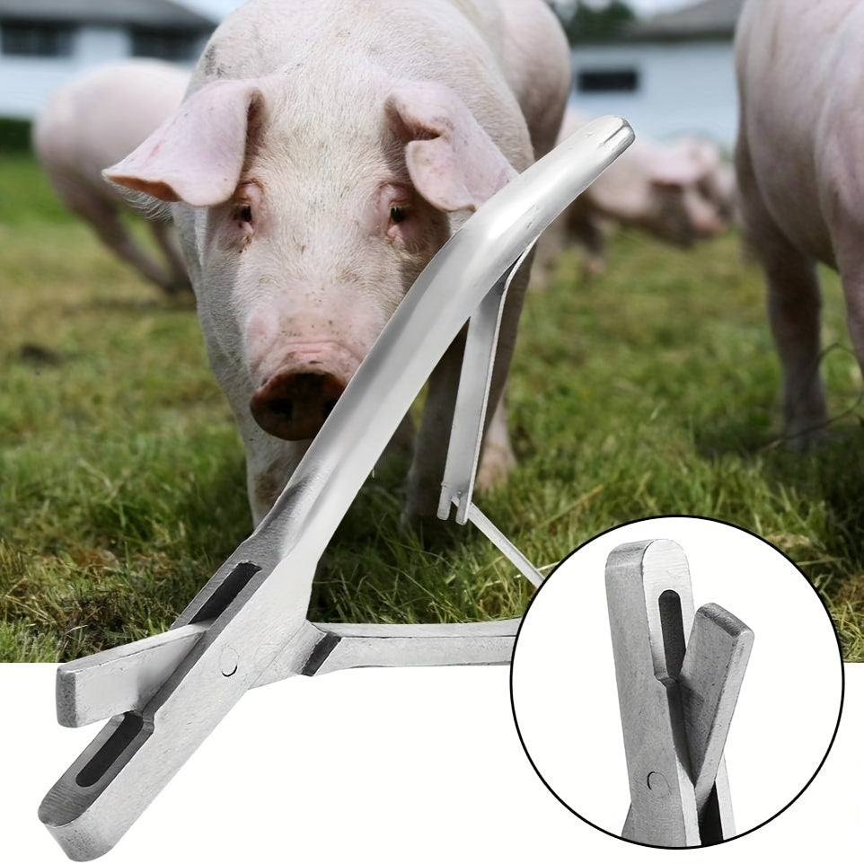 Stainless Steel Ear Tagging Pliers: Ergonomic and Durable V-Shaped Tool for Farm Identification and Marking