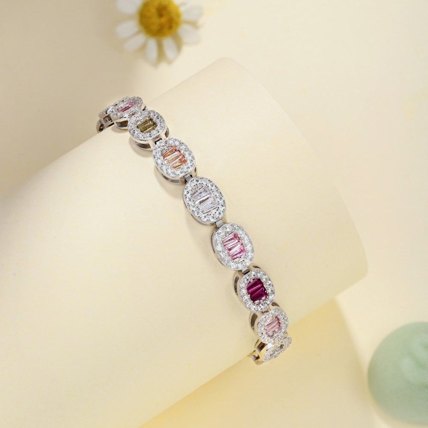 Gorgeous 925 Sterling Silver Bracelet for Women, adorned with Synthetic Zirconia and Rhodium Plating, Perfect for Everyday Wear or Dressing up for Special Occasions. A Stunning Gift for Birthdays, Anniversaries, Halloween, and Christmas - Weighs 10.68g.