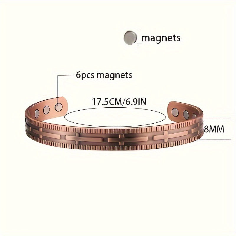 Copper Bracelet and Ring Set for Men and Women - Includes 3 Pieces of Copper Magnetic Cross Bracelets and Rings with 3500 Gauss Magnets. This Adjustable Copper Jewelry makes a Perfect Gift for Birthdays or Valentine's Day.