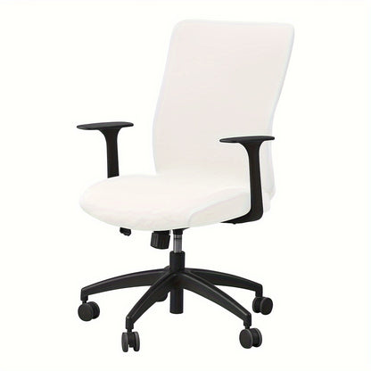 Soft velvet office chair cover with elastic stretch and slip-resistant grip, suitable for home, hotel, and office use. Made of a polyester and spandex blend, machine washable.