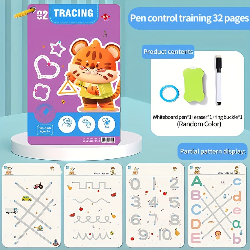 Reusable magic practice copybook set for pen control training and drawing exercises.