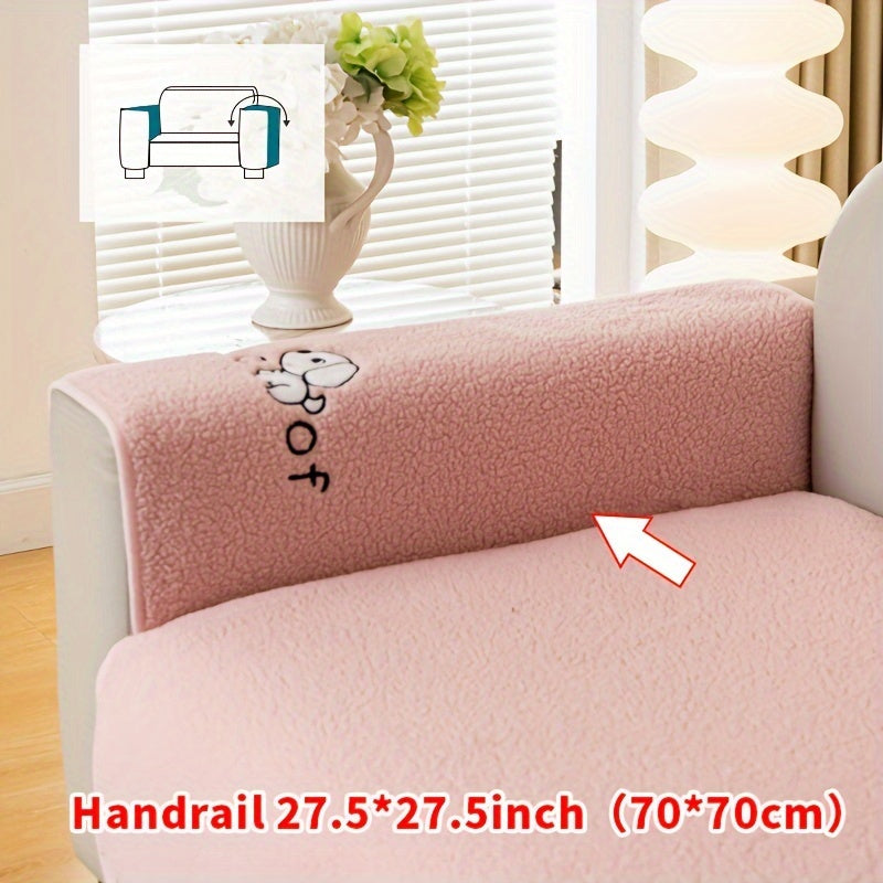 Soft Sherpa sofa cover, pet-friendly, non-slip, machine washable.