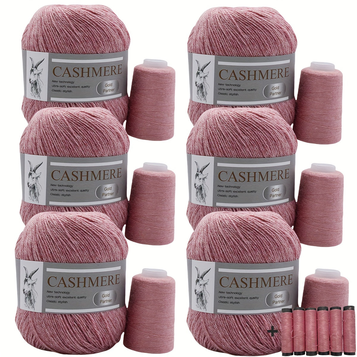 6 luxurious cashmere yarns for hand knitting and crocheting. Ideal for making sweaters, scarves, hats, shawls, cardigans, and gloves. High-quality, soft, warm, multicolored bundle in 10.58