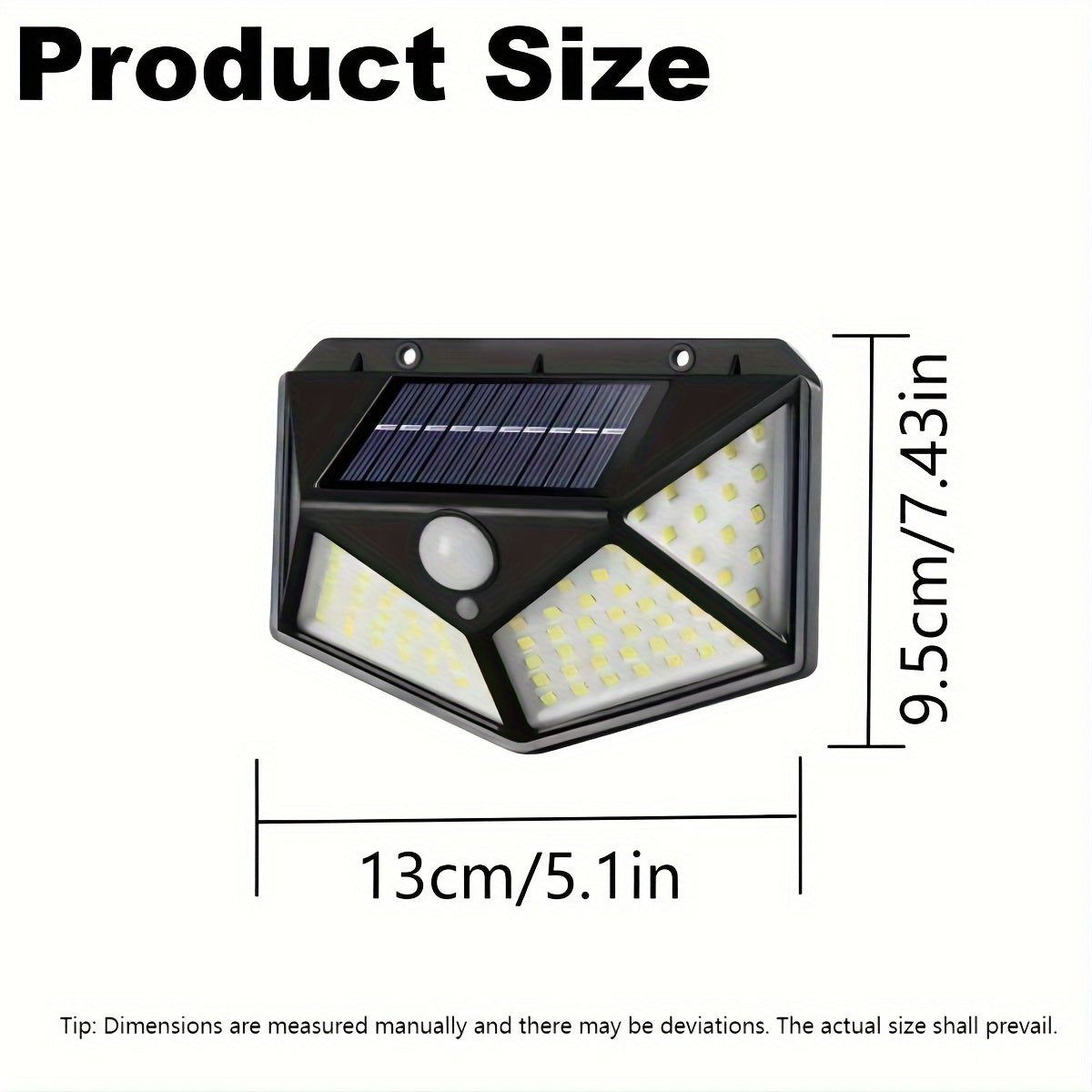 4-Pack of Staaricc Solar Motion Lights with 100 LED bulbs, 3 modes, IPX-4 water-resistant, solar powered for outdoor lighting.