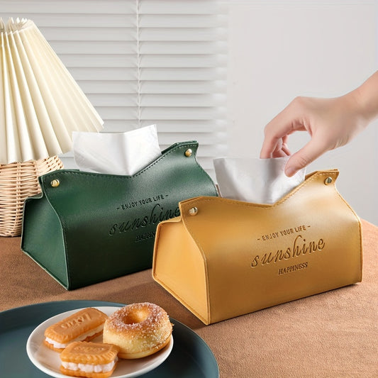 1 piece of leather tissue box for car and home decoration, large storage box for napkins, suitable for living room, bedroom, kitchen, and desktop. Makes a perfect Christmas or Halloween gift.