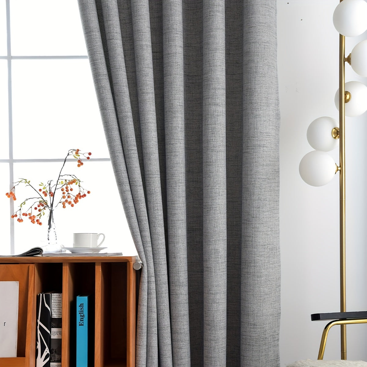 Vintage-Inspired Meteor Burlap Blackout Curtain - Stain Resistant, Rod Pocket Design, Pleated Polyester for Living Room & Bedroom, Light Blocking, Easy Care, Living Room Curtains