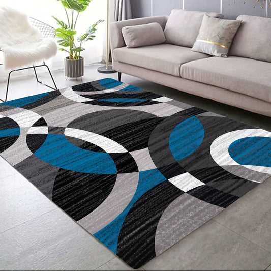 Modern Geometric Print Non-Slip Floor Mat - Perfect for Living Room, Bedroom, Entrance - Easy to Clean Polyester, Stain-Resistant - Adds Artistic Touch to Home Decor, Living Room Rugs