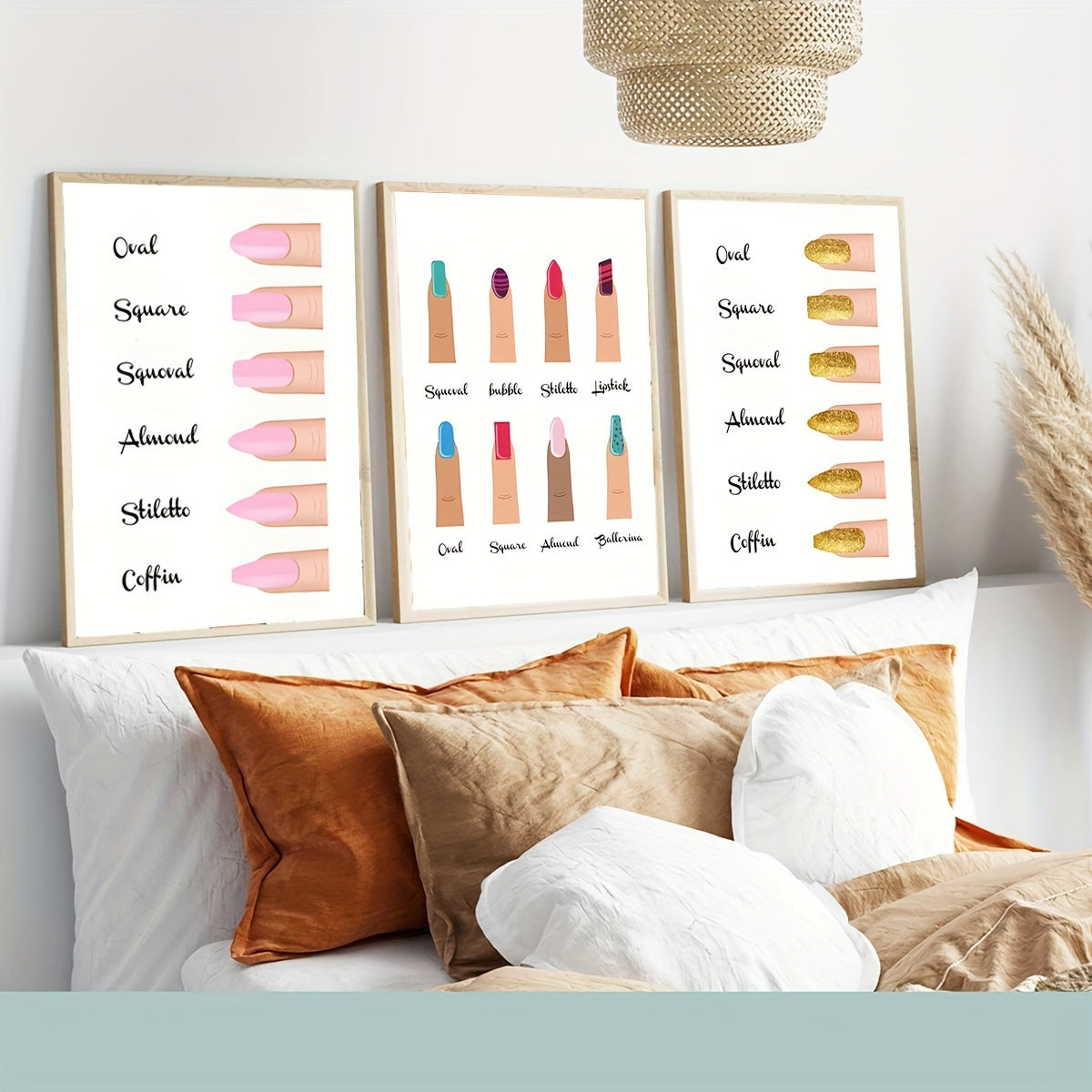 Nail art canvas poster for home decor in various styles, perfect for beauty salons. For indoor use only.