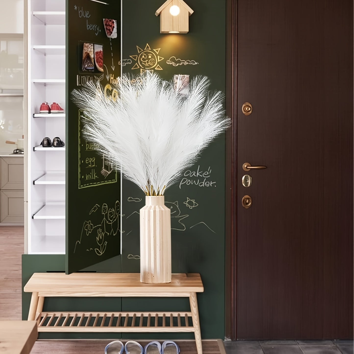 12 Bohemian fabric pampas grass decorations, 54.86cm artificial plants for tabletop, suitable for various holidays - no container included