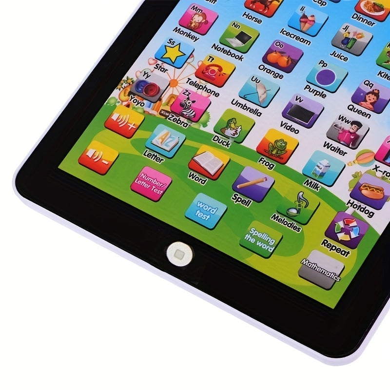 Kids' tablet toy for fun learning in multicolor, battery-powered.