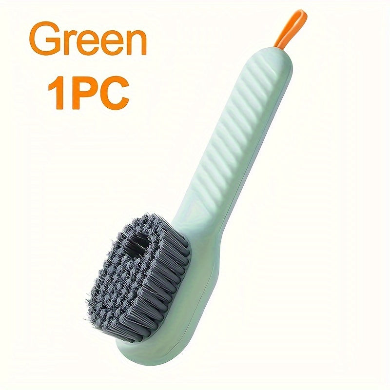 Popular Choice: Ergonomic shoe brush with long handle, built-in soap dispenser, and soft bristles - perfect for cleaning shoes, boots, and jewelry.