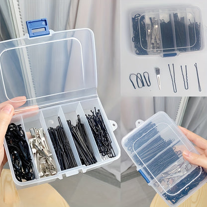 Small five-compartment storage box with buckle closure for beauty tools, hair accessories, and office desk organization. Can be used for cosmetics, hairpins, and headwear.