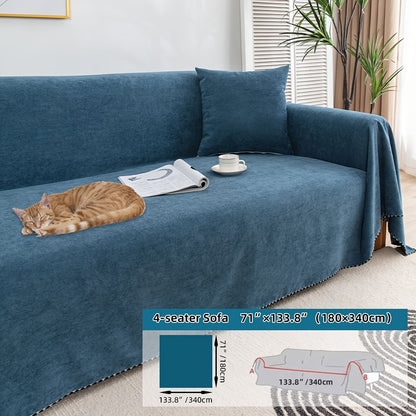 Multi-season, pet-friendly sofa cover with minimalist design protects against scratches, machine washable, ideal for L-shaped and single-seat sofas.