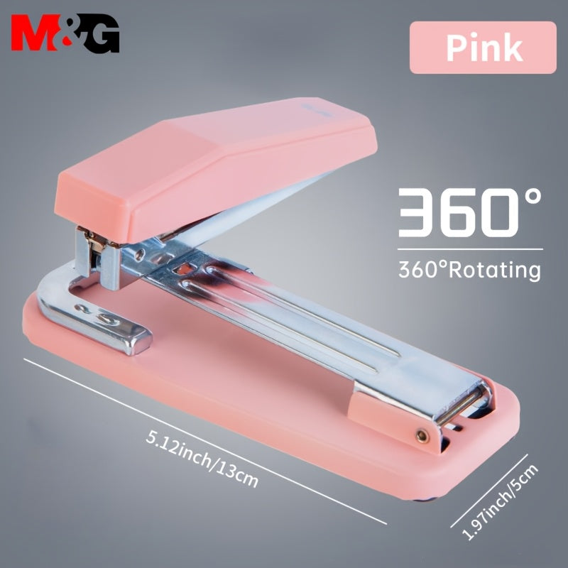 M&G Deluxe Rotating Desktop Stapler with 50-Sheet Capacity - Ideal for Home Office and Students - Multi-Functional, Easy to Use, and Durable.