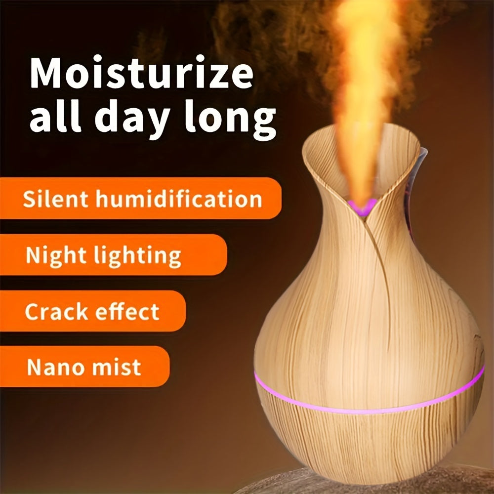 Portable USB-powered humidifier and air purifier suitable for home, office, and travel. Features a cold mist function and acts as an air freshener.