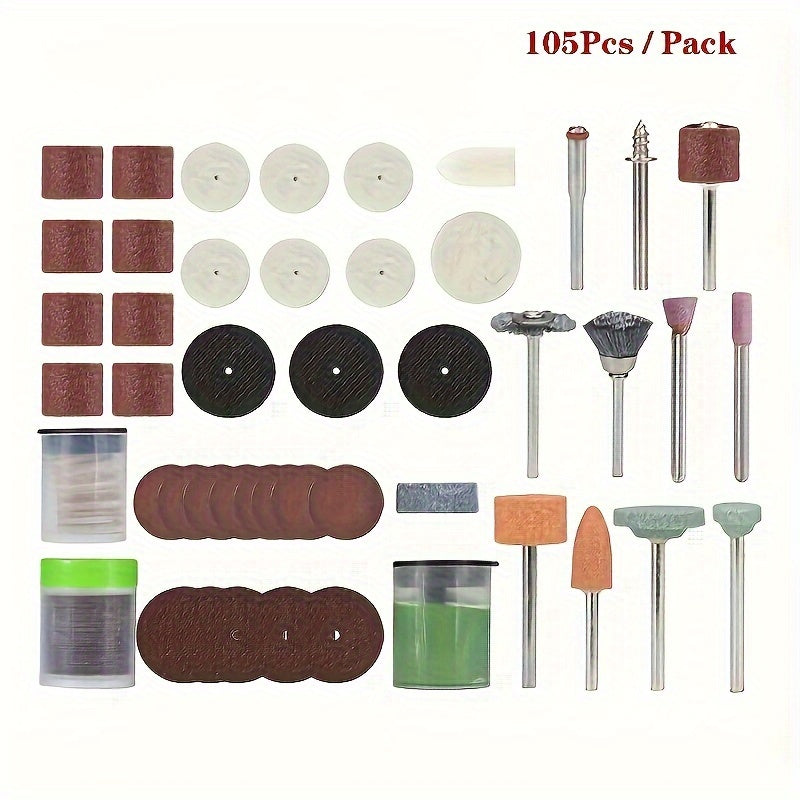 Durable diamond-coated polishing kit for woodworking, jade carving, and metal cutting. Includes 105pcs for electric grinder. Versatile for high-precision grinding.