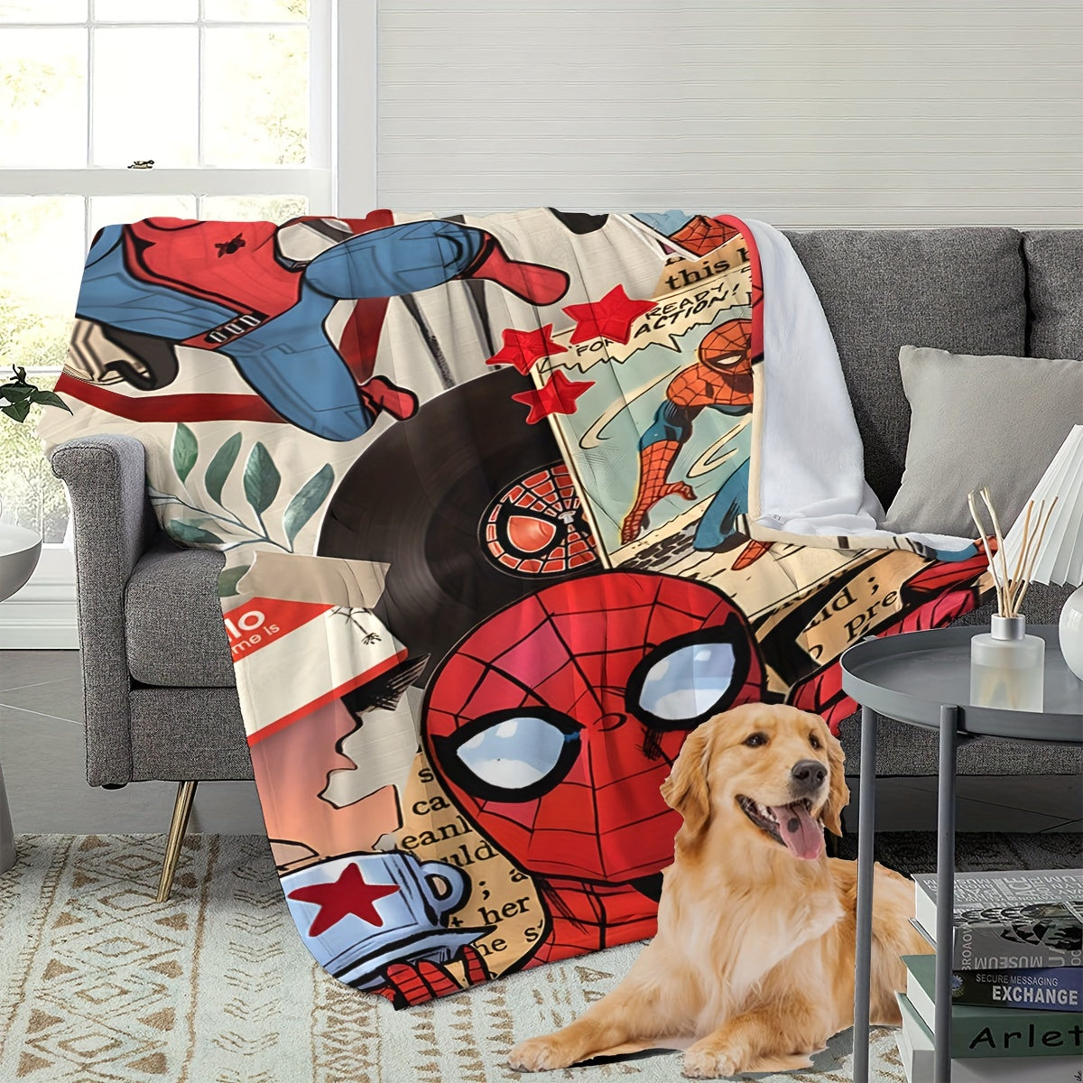 Cartoon Spider Plush Blanket - Perfect for All Seasons! 
This cozy 1pc blanket features a fun cartoon spider design and is made of high-quality polyester material. 
It is great for keeping you warm in bed, on the sofa, while traveling, camping, or even