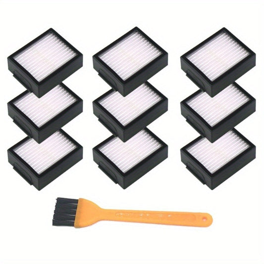 Replacement filter set compatible with iRobot I Series and E Series, including i7, E5, and E6 models. Made of plastic, these filters are designed for use with floor attachment vacuum cleaners and are essential home cleaning accessories.