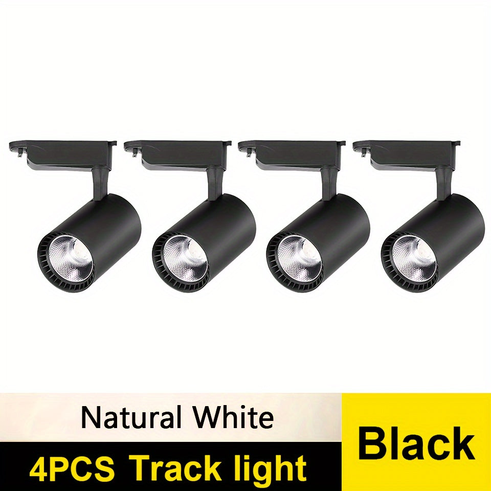 4-piece set of LED track lights in 12W, 20W, 30W, and 40W for store and home use.