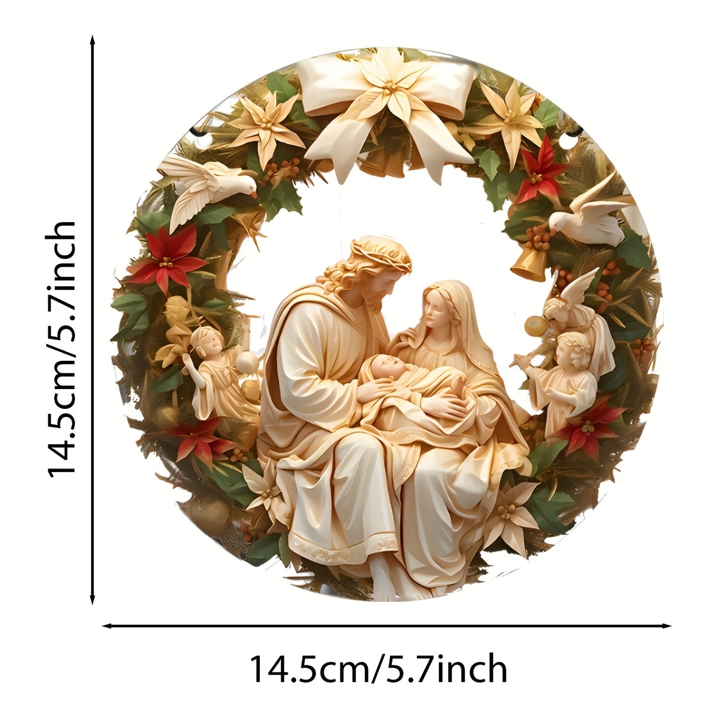 Waterproof, transparent acrylic Holy Family Nativity Scene for hanging in home or garden. Ideal for Christmas, Valentine's Day, and year-round display. Perfect Christmas decor.