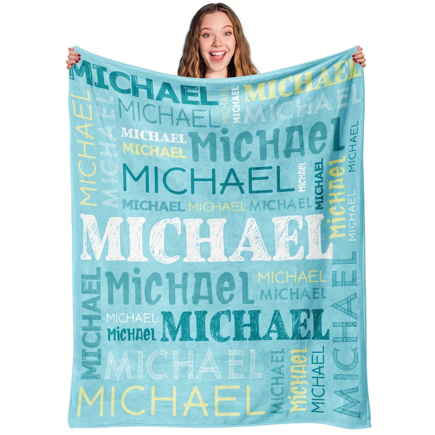 Personalized Flannel Blanket with Your Name, Made of Soft 100% Polyester, Perfect for Adults for Home, Picnics, Travel, and Bedroom Use. High-Quality Digital Printing for a Thoughtful Gift.