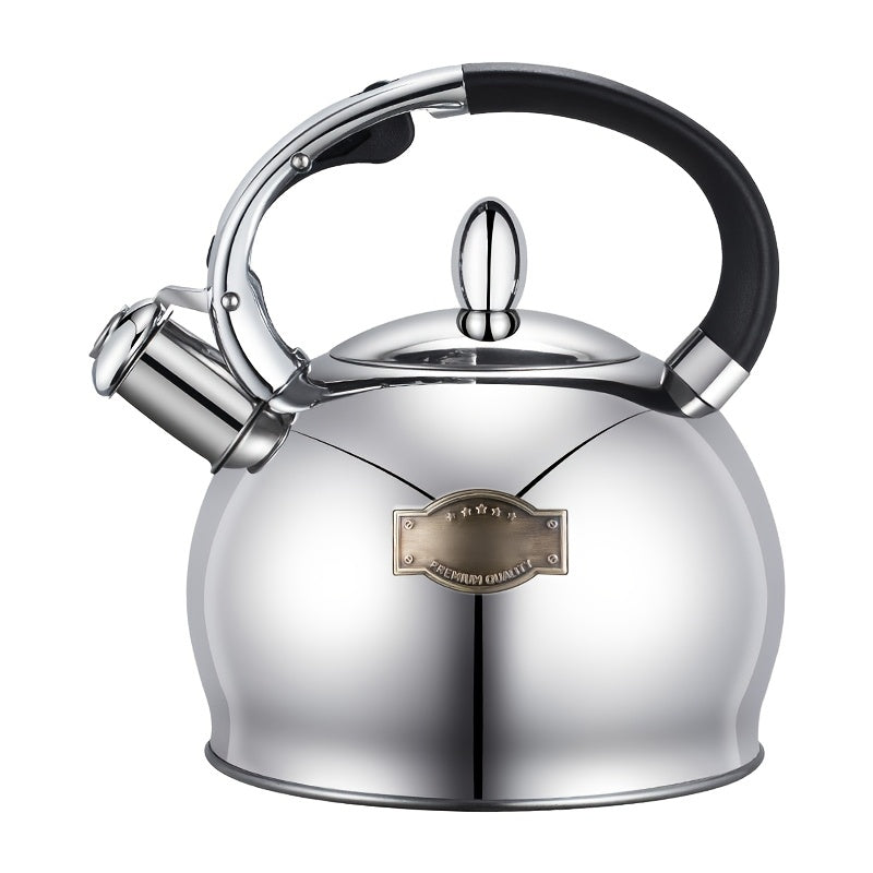 Large Capacity 3L Stainless Steel Whistling Kettle with Easy One-Key Pour and 5-Layer Composite Bottom for Gas & Induction Stoves