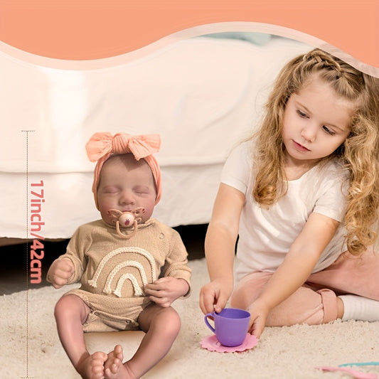 Sweet 43.18cm Reborn Baby Doll with lifelike features, bathable vinyl body - ideal gift for kids.