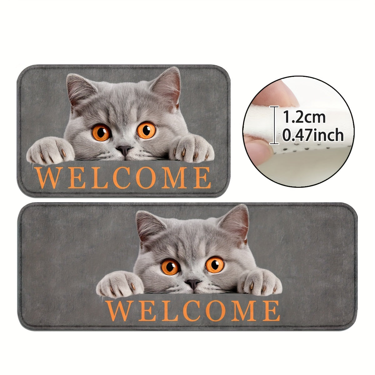 Adorable Cat-Inspired Non-Slip Door Mat - Easy to Clean, Durable Polyester Entrance Rug for Home Decor