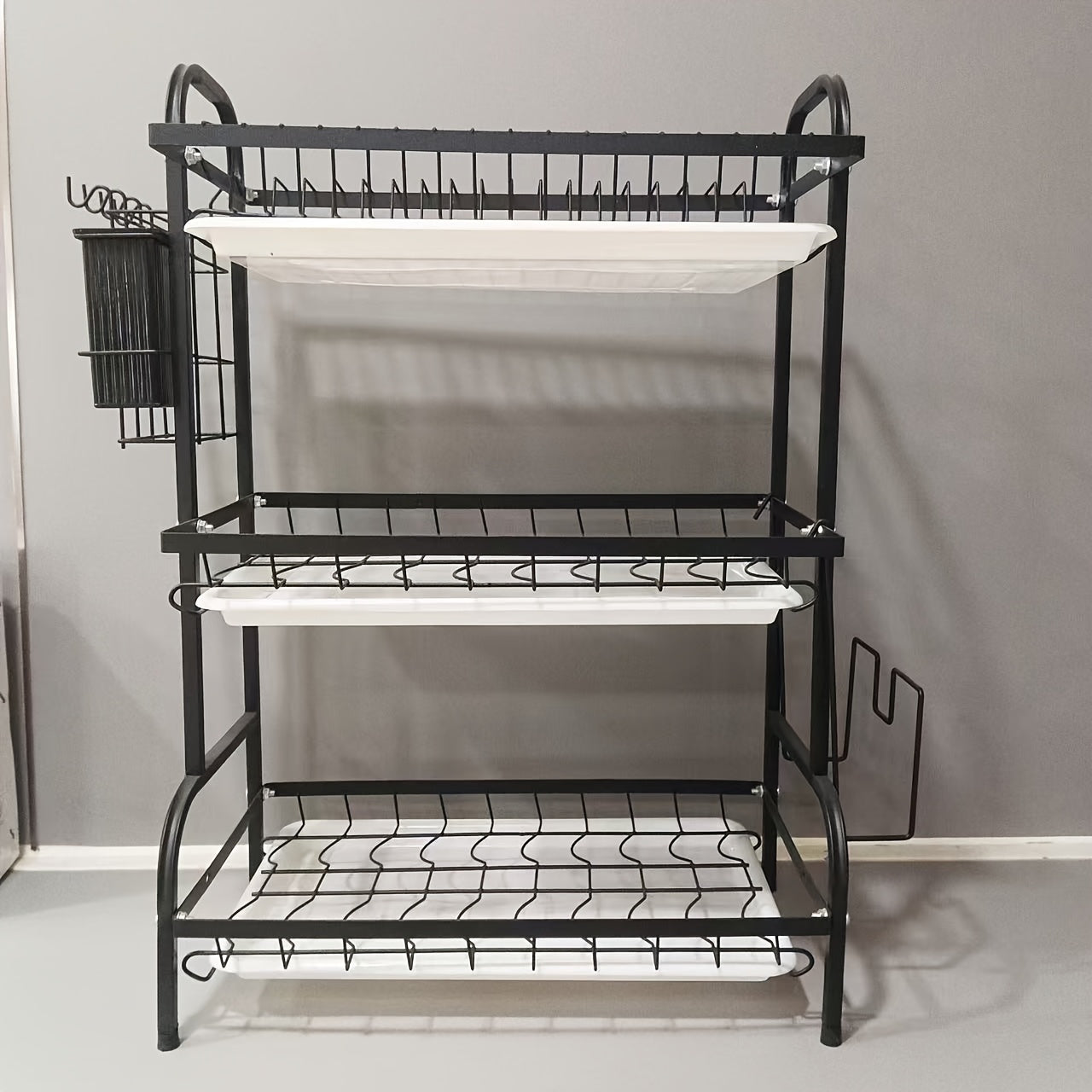 New high-quality carbon steel anti-rust three-layer utensil storage rack is ideal for families.