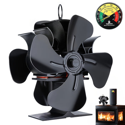 Thermodynamic Double Sided Wood Burning Stove Fan with Quiet Motor and 4 Blades - Improves Heat Distribution and Airflow for Stoves, Fireplaces, Pellets, and Firewood.