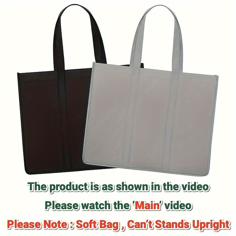 Durable Eco-Friendly Reusable Shopping Bag - Square Tote made of Leak-Proof Polypropylene with Sling, Stands Upright, Folds Easily, Machine Washable, Ideal for Grocery Shopping & Produce, Features Long Handles and Holds Over 45 Pounds.