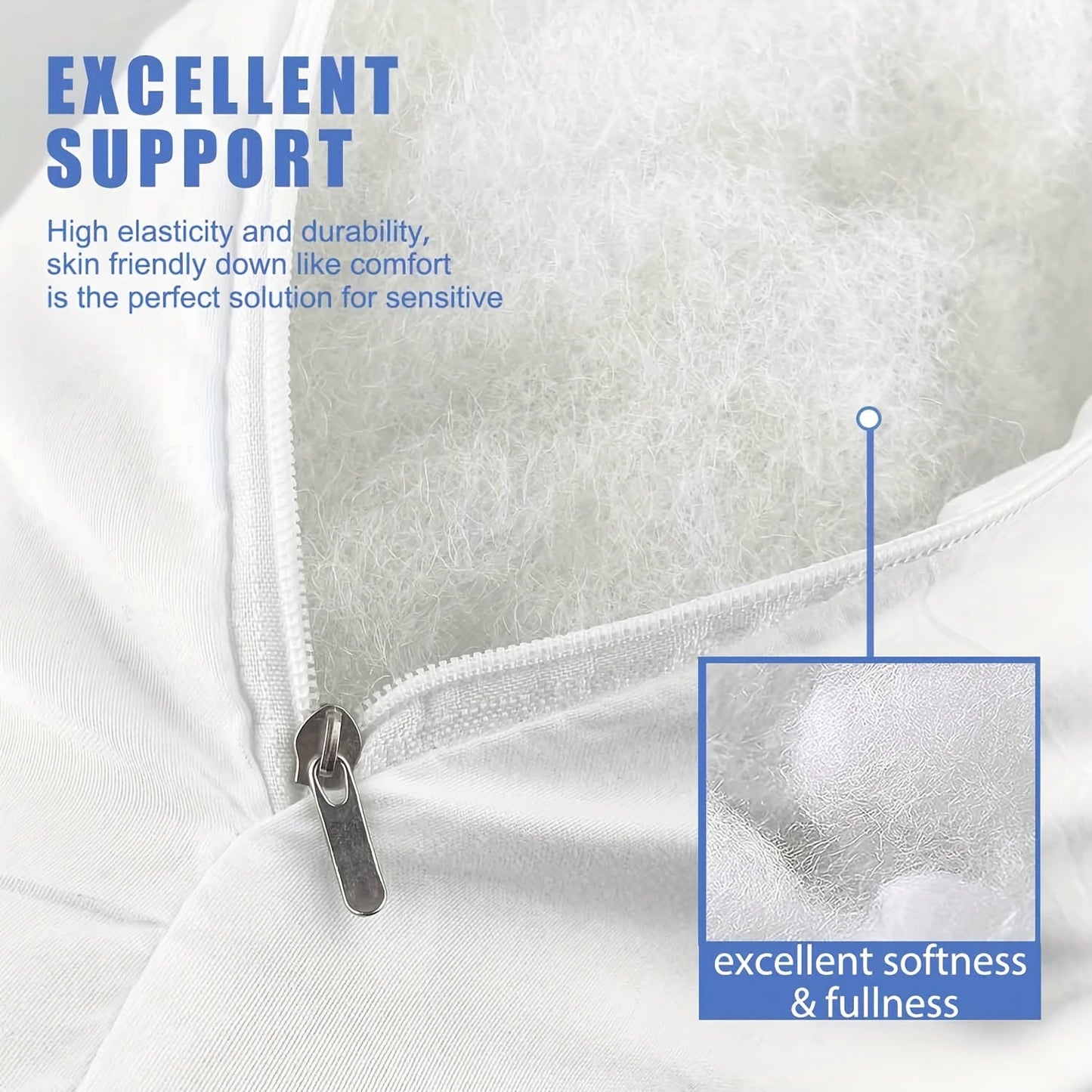 Soft, fluffy square pillow inserts with zipper closure available in sets of 1, 2, or 4. Made with 100% machine washable polyester cover material and filled with 100% polypropylene. These white-colored pillows are suitable for all seasons and can be used