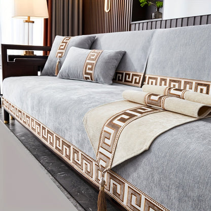 Chinese style dustproof sofa slipcover for all seasons, suitable for bedroom, office, and living room.