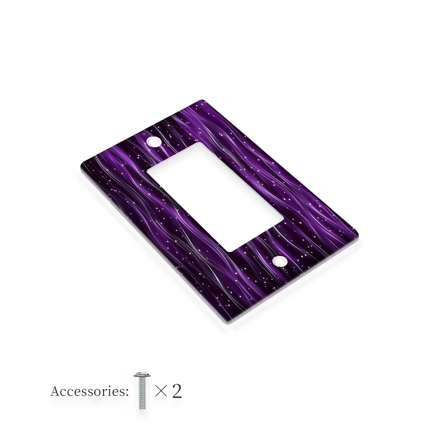 Durable polycarbonate light switch cover with sparkling purple pattern for home or office.