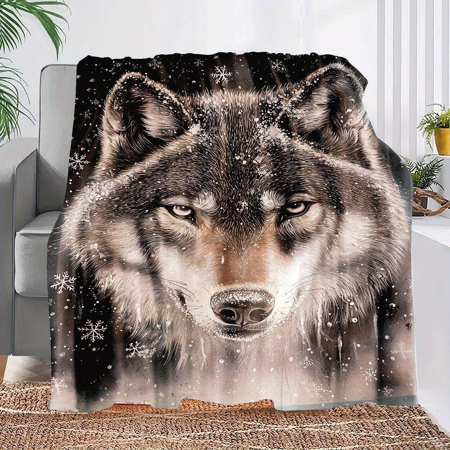 Soft, durable, and cozy Wolf Print Flannel Throw Blanket - the ideal present for African girls, granddaughters, and daughters. Versatile for outdoor, beach, camping, sofa, pet, and office use.