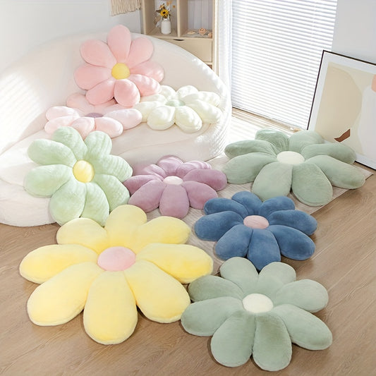 Soft faux fur flower pillow, suitable for home or office decor, machine washable, 60cm/23.62in diameter.