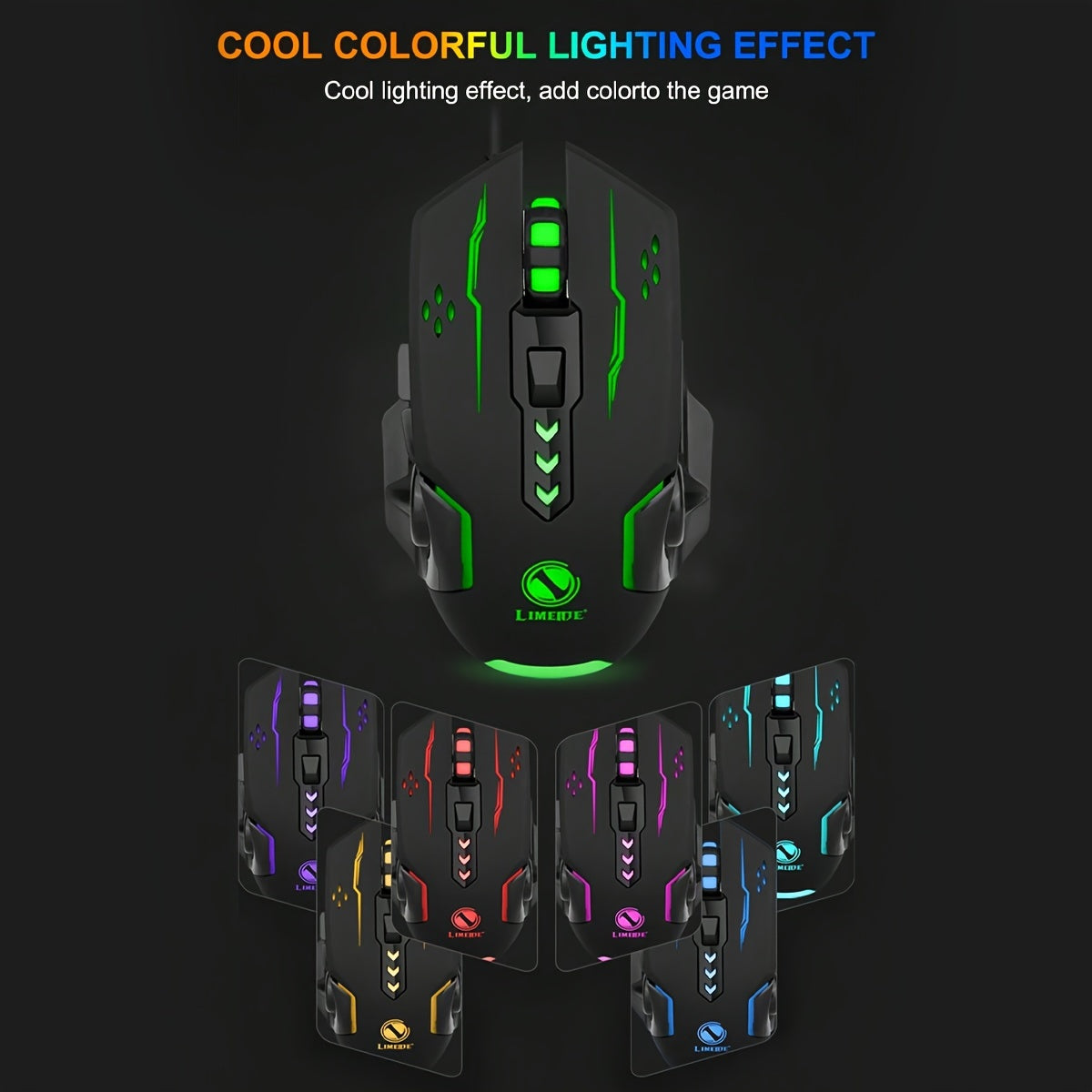 V7 Mechanical Gaming Luminous Wired Mouse for Laptop or Desktop Computer, ideal for E-Sports gaming and office use.