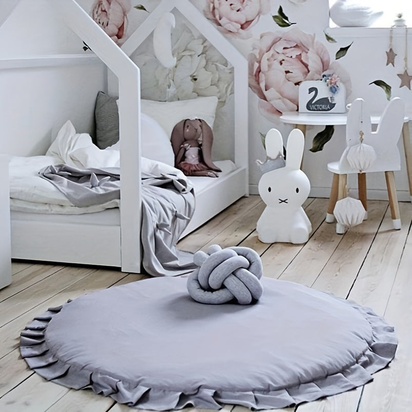 Solid Color Lace Round Play Pad, Crawling Mat, Crawl Cushion, Air-Conditioned Rug For Bedroom