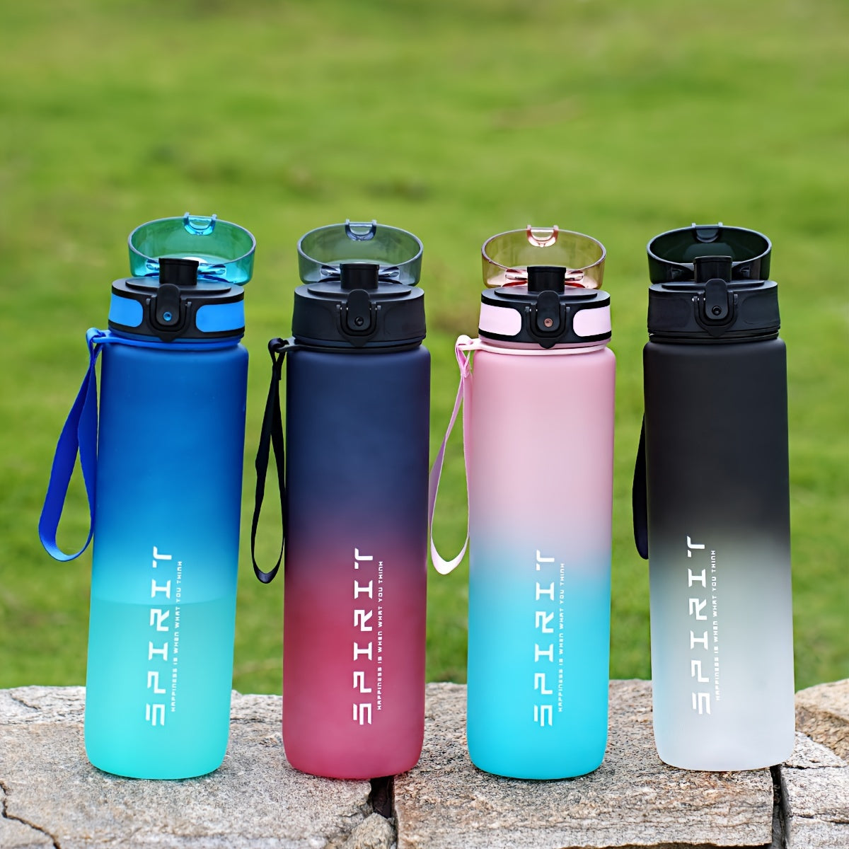 Gradient color water cup perfect for outdoor sports, fitness, camping, and travel.