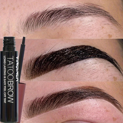 Long-lasting black/brown waterproof eyebrow gel with semi-permanent dye.