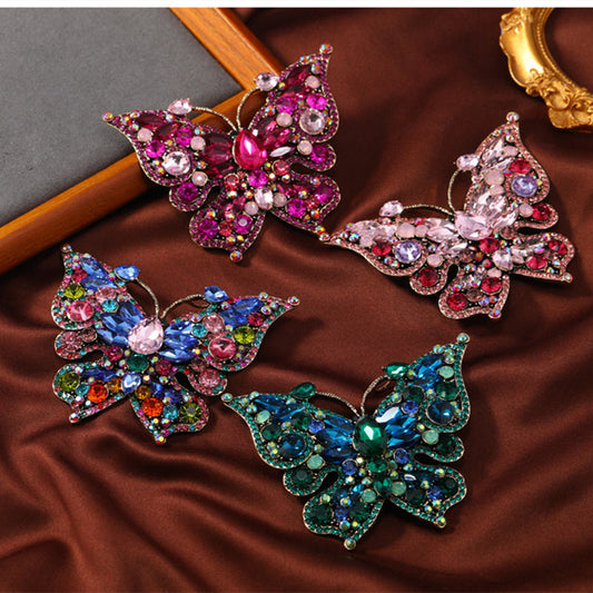 Ayollar uchun Vintage Luxury Rhinestone Butterfly Brooch Pin - Boutique bezatish, korsaj, banket aksessuari uchun nafis shisha rhinestone kapalak pin - Zamonaviy yangilik zargarlik buyumlari