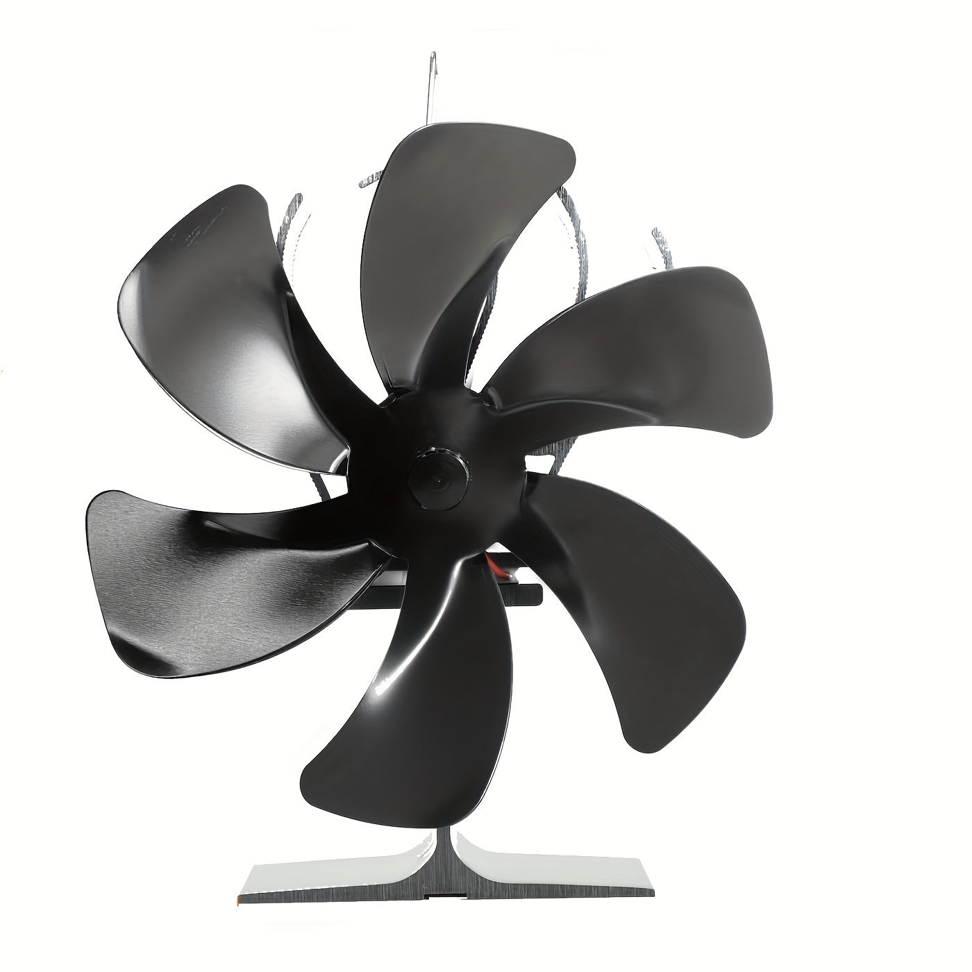 Single piece Stove Fan powered by heat, designed for use with fireplaces, featuring 6 blades for efficient heat distribution. This quiet wood burning stove fan is also suitable for use with Buddy Heater, gas, and pellet stoves, making it a versatile