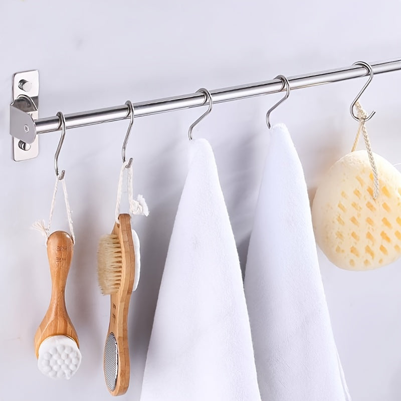 10 stainless steel S-shaped hooks for bathroom and household use in a bag